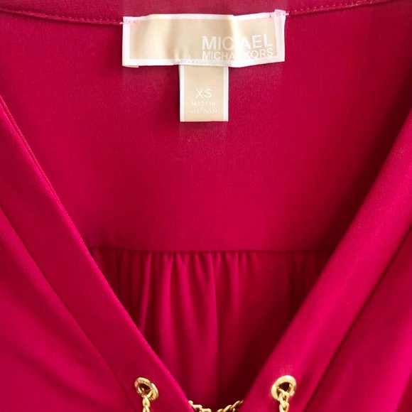 Michael Kors Chain Lace Up Dress Fuschia Pink Workday Fashion Brunch Outfit - Picture 5 of 9